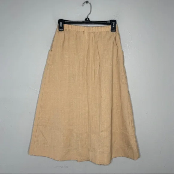 SURREY Vintage Beige Button Up A-line Midi Skirt - Picture 5 of 7